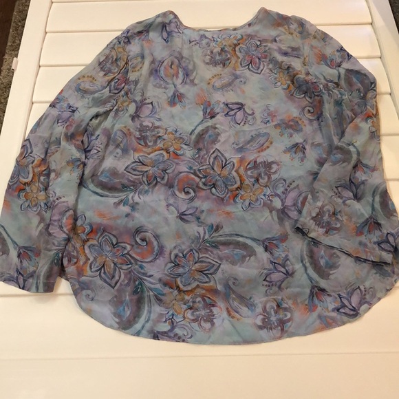 Tianello 100% silk, long sleeve, floral, print blouse - Picture 9 of 12